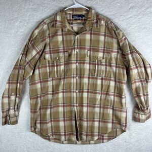 Vintage Polo Ralph Lauren Shirt Mens Extra Large XL Brown Button Up Flap Pockets